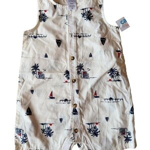 Carter's Cream and Navy Baby Romper